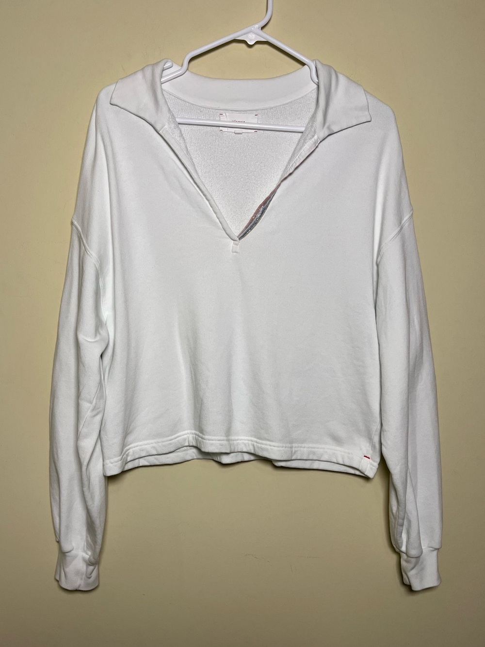 XiRENA Holman V Neck Sweatshirt White Prism Terry Cotton Polo Women’s Size XS